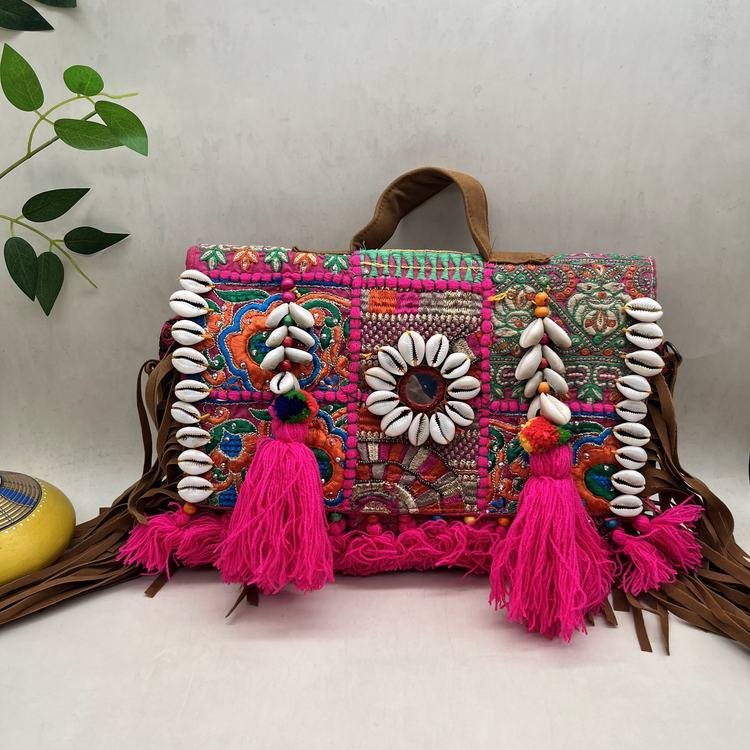 Gangaur Pink Banjara Bag - Front view