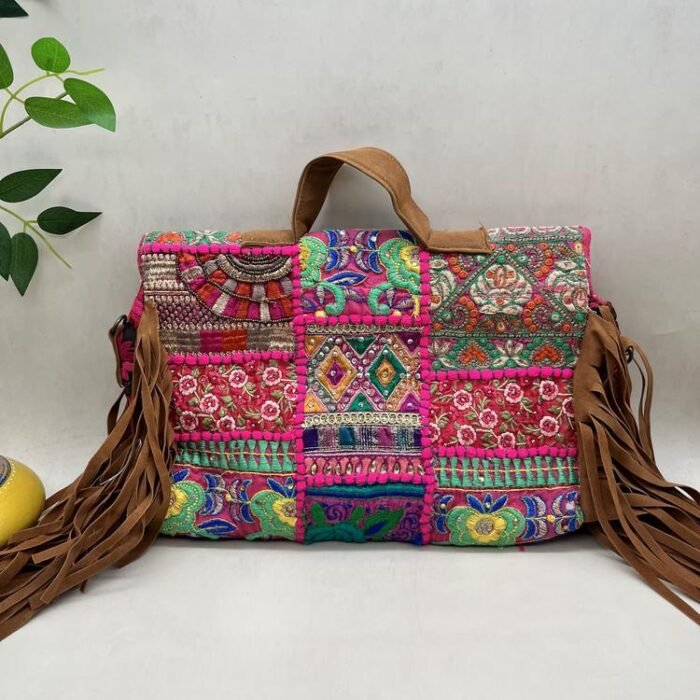 Gangaur Pink Banjara Bag - Back view