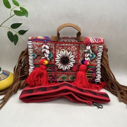 Ghoomar Red Banjara Bag - With strap