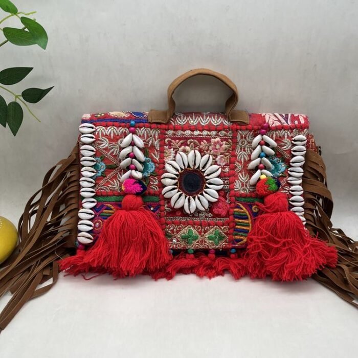 Ghoomar Red Banjara Bag - Front view