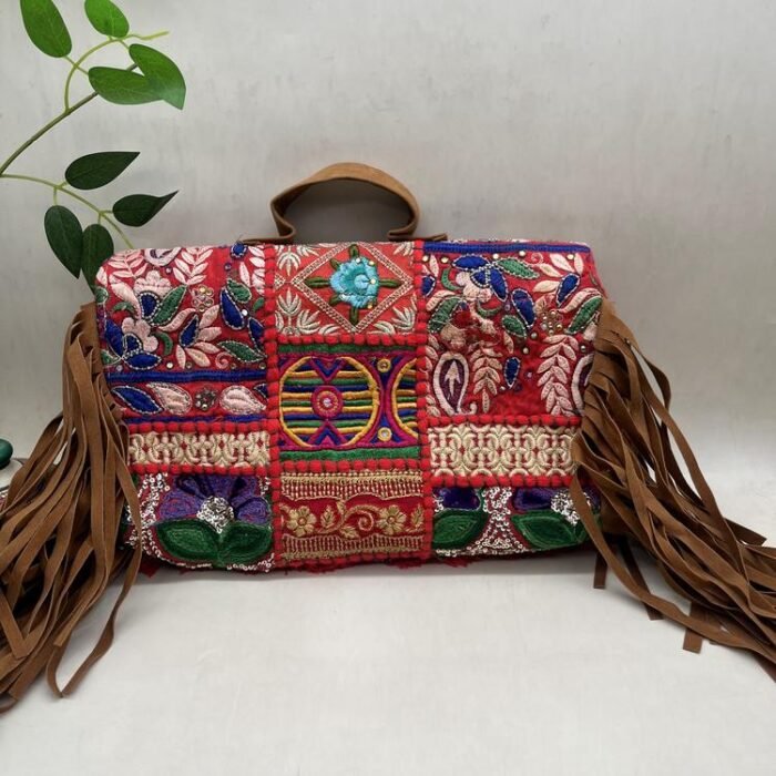 Ghoomar Red Banjara Bag - Back view