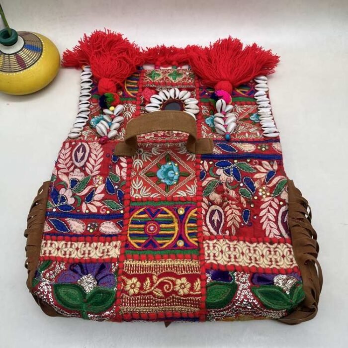 Ghoomar Red Banjara Bag - Flap opened out