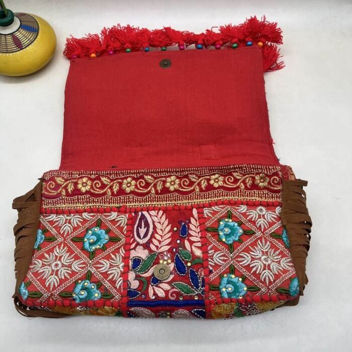 Ghoomar Red Banjara Bag - Inside view