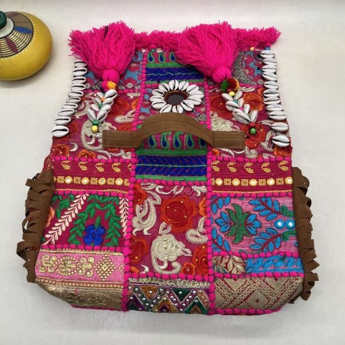 Gulabi Kaudi Banjara Bag - Flap opened out