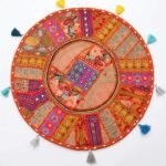 Kesariya Utsav Round Table Mat - top view