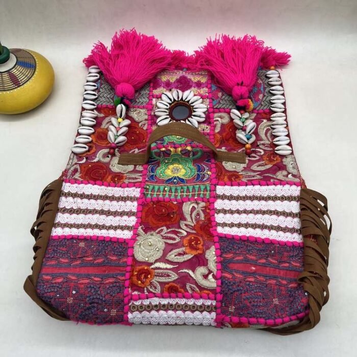 Lal Gulab Banjara Bag - Flap opened out