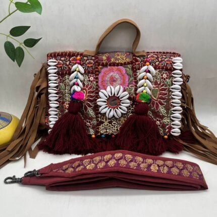 Meera Maroon Banjara Bag - With strap
