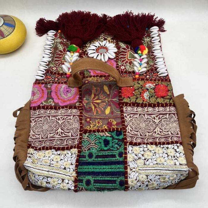 Meera Maroon Banjara Bag - Flap opened out