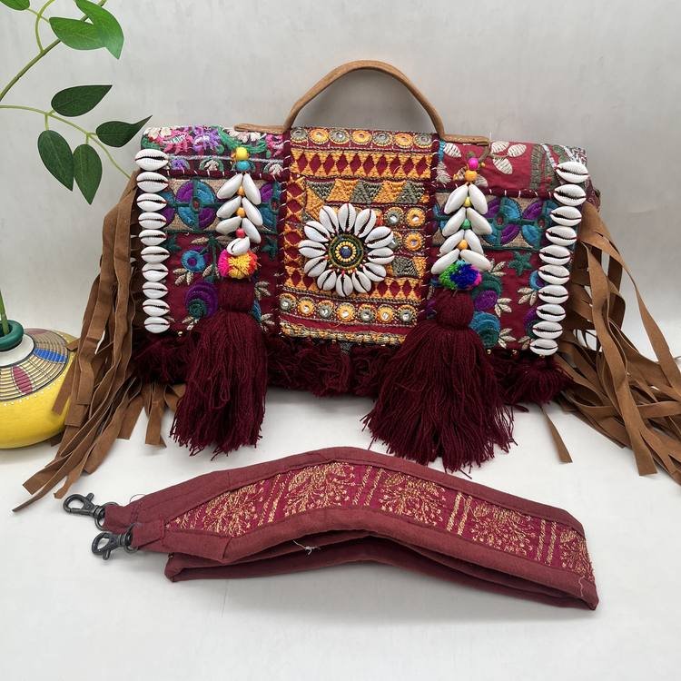 Rangeela Maroon Banjara Bag - With strap