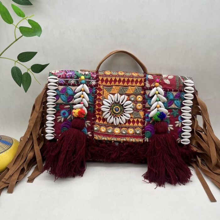 Rangeela Maroon Banjara Bag - Front view