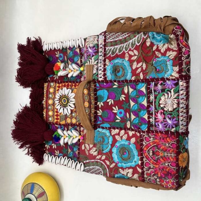 Rangeela Maroon Banjara Bag - Flap opened out