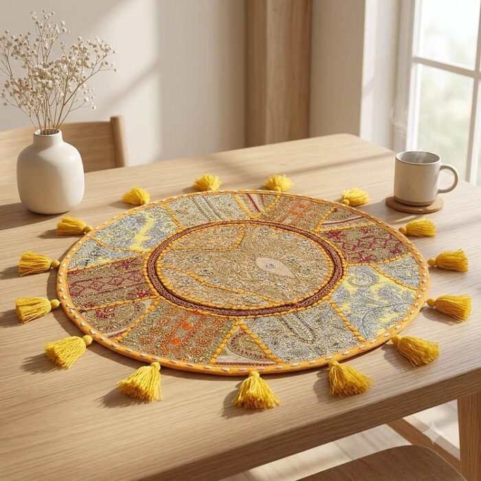 Sarson Sunehri Round Table Mat - view 3